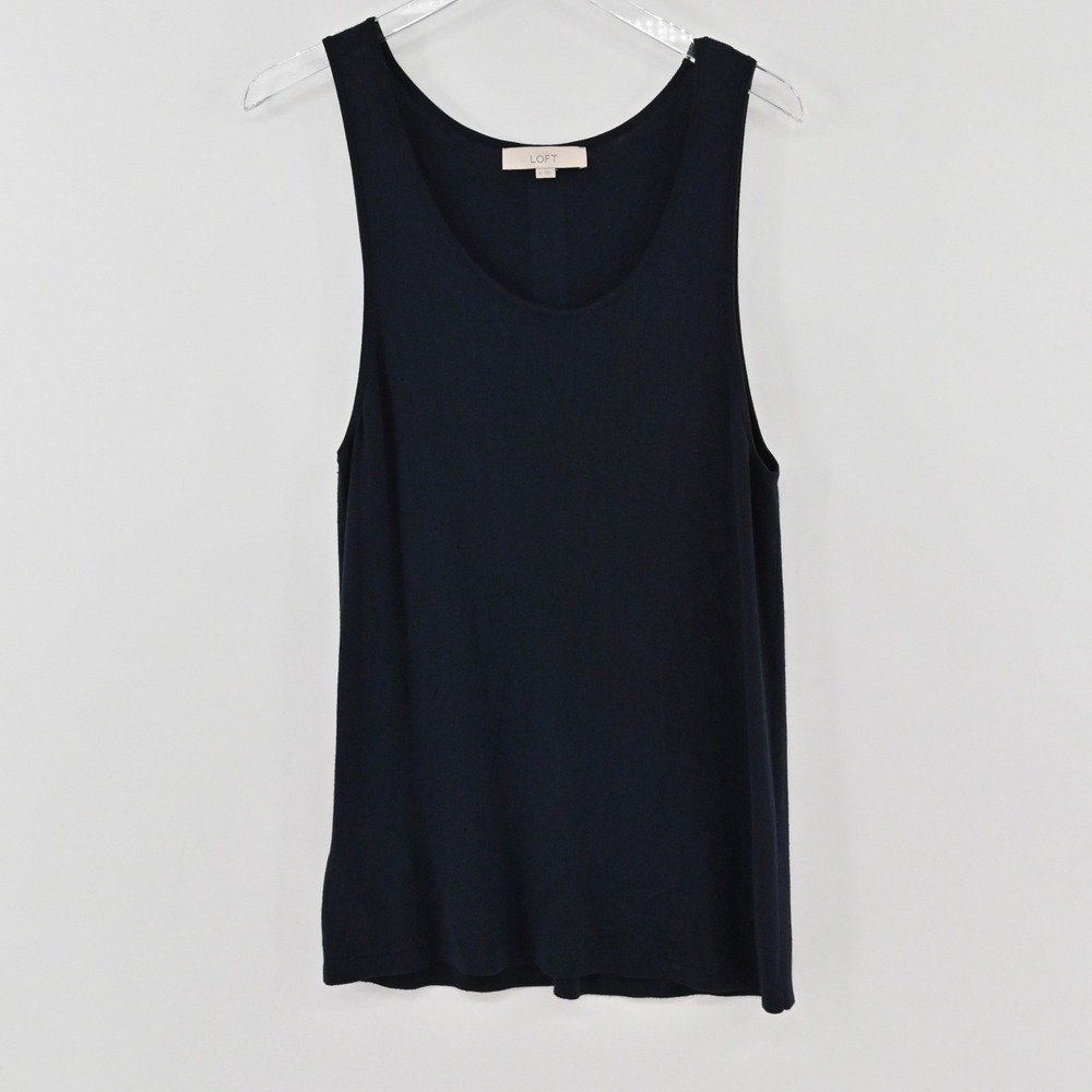 Loft Tank Top Womens Size XL Navy Blue Minimalist Basic Sleeveless Knit Sweater